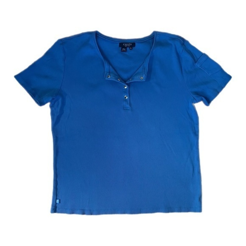 Chaps Blue Ribbed Short Sleeve T Shirt Size XL